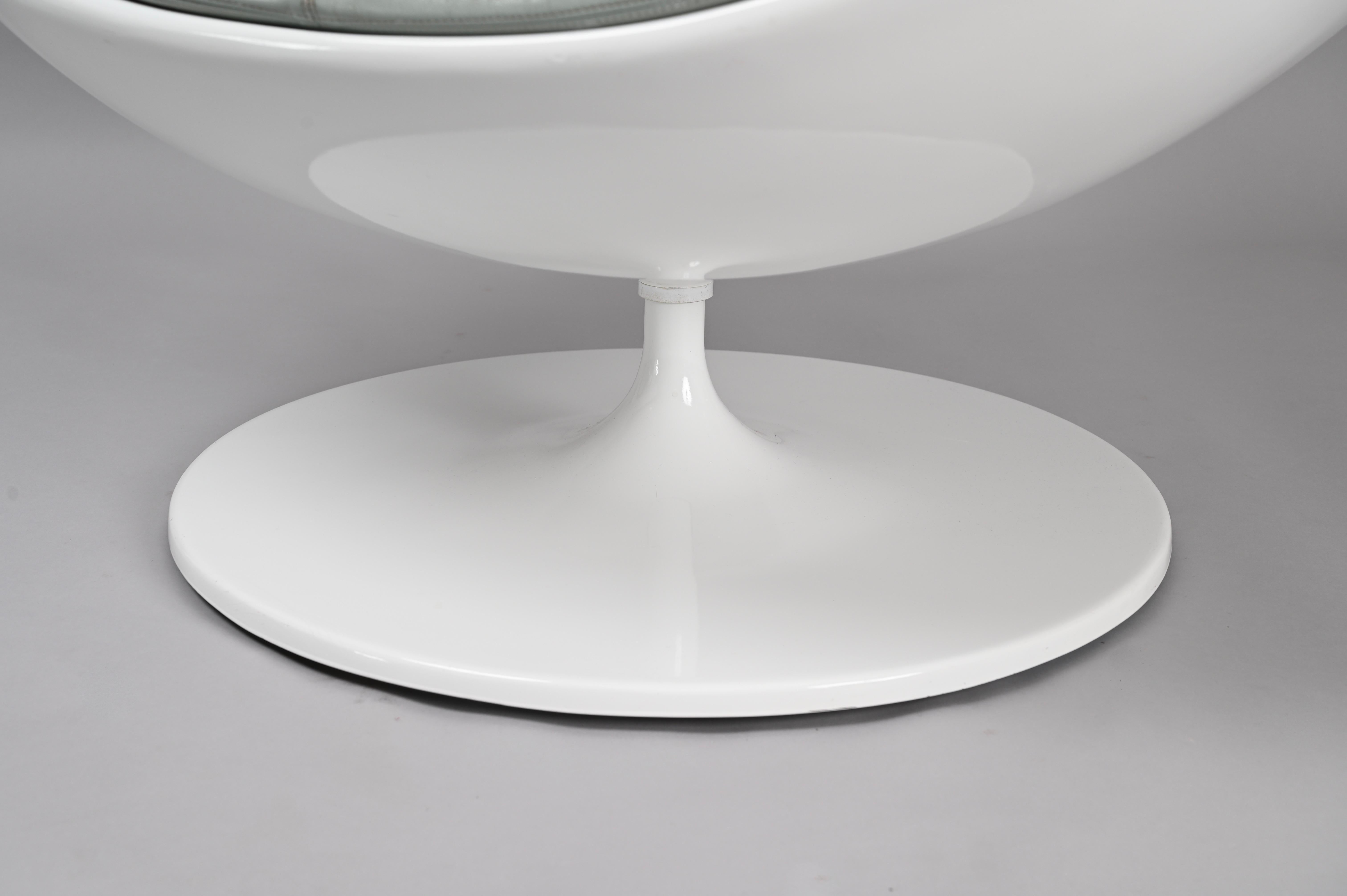 Contemporary White Jetsons Swivel Armchair Grey Leather, Berchicci for Giovannetti, Italy For Sale