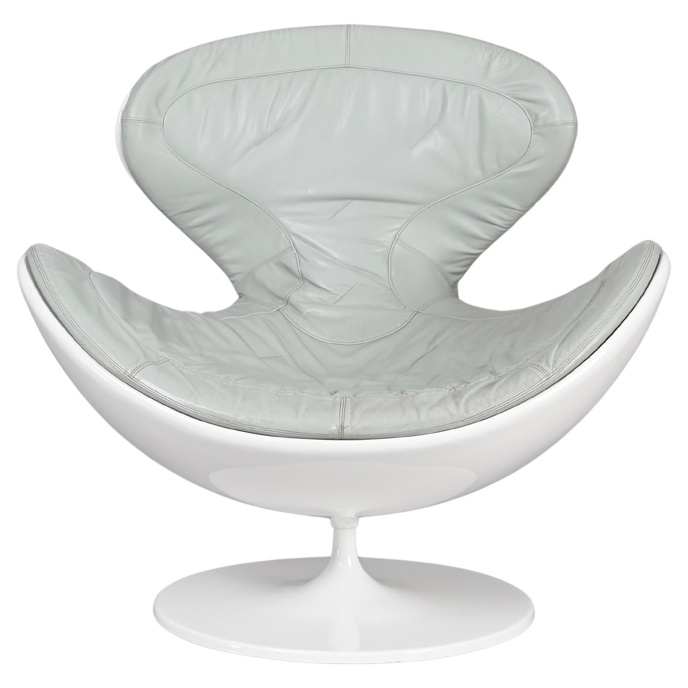 White Jetsons Swivel Armchair Grey Leather, Berchicci for Giovannetti, Italy 