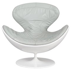 White Jetsons Swivel Armchair Grey Leather, Berchicci for Giovannetti, Italy 