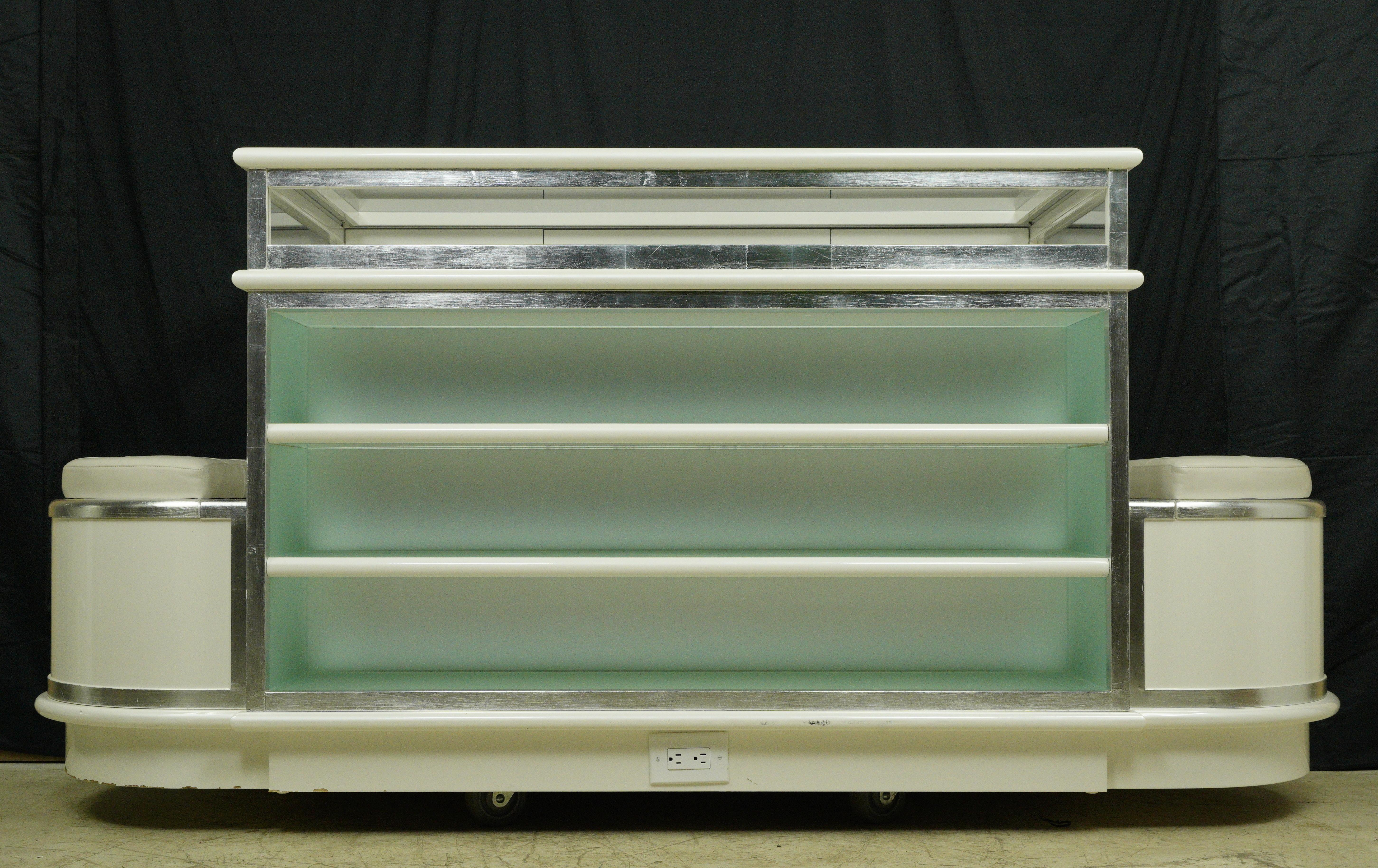 Weiß Schmuck Vitrine Lagerung Insel Schubladen Sitze Lights im Angebot 6