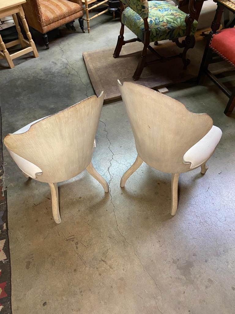 Art Deco White John Henry Belter Chairs - Set of 2 For Sale