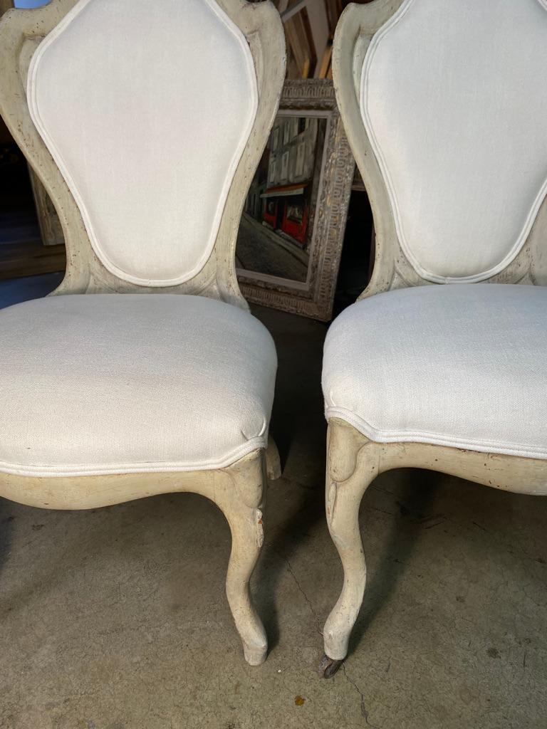 Laminated White John Henry Belter Chairs - Set of 2 For Sale