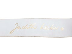 White Judith Leiber Snakeskin Lion Head Belt