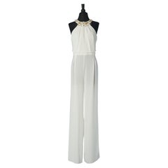 White jumpsuit with beadwork around the neckline Gai Mattiolo Love to Love 