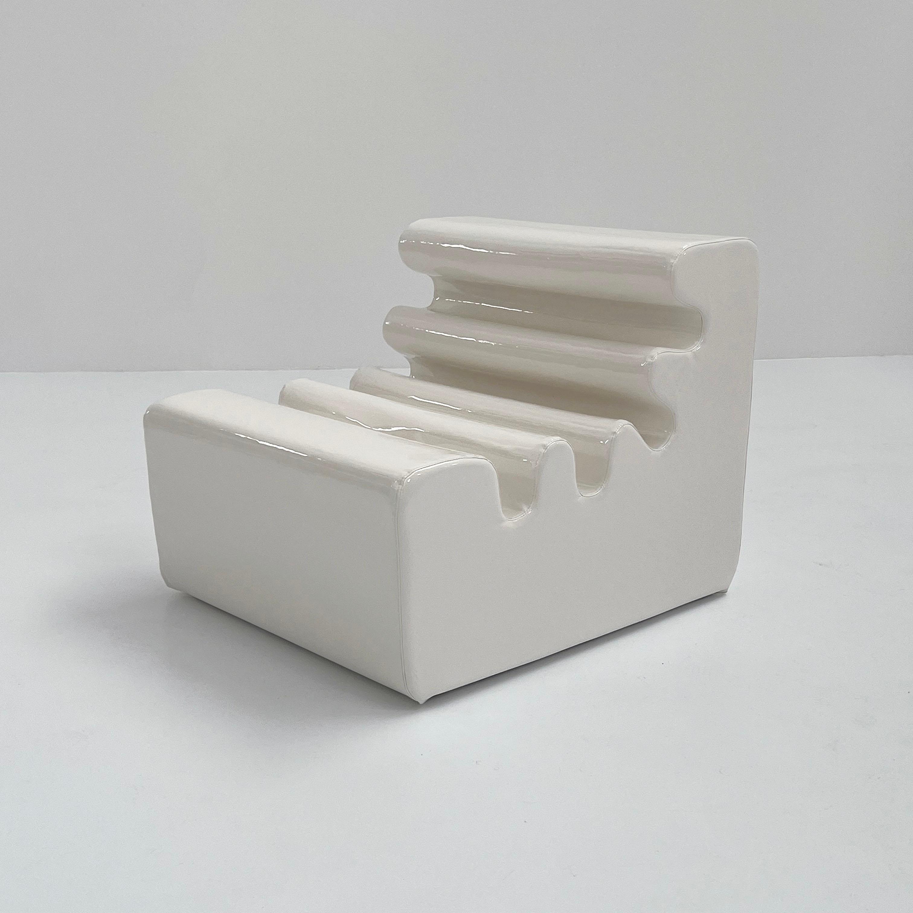 Designer - Liisi Beckmann
Producer - Zanotta
Model - Karelia Lounge Chair
Design Period - Seventies
Measurements - Width 75 cm x Depth 80 cm x Height 60 cm x Seat Height 35 cm
Materials - Foam core and vinyl covering
Color - White
Comments - Light