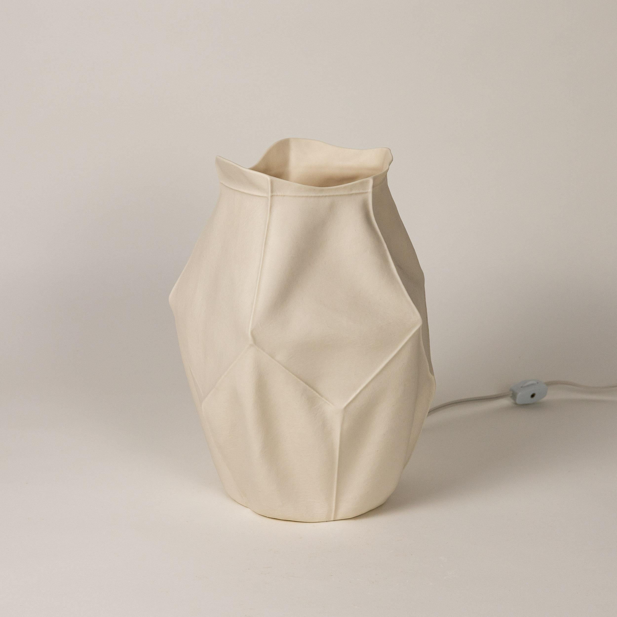 Ceramic White Kawa Table Lamp by Luft Tanaka, Organic Modern, Porcelain, Table Light For Sale