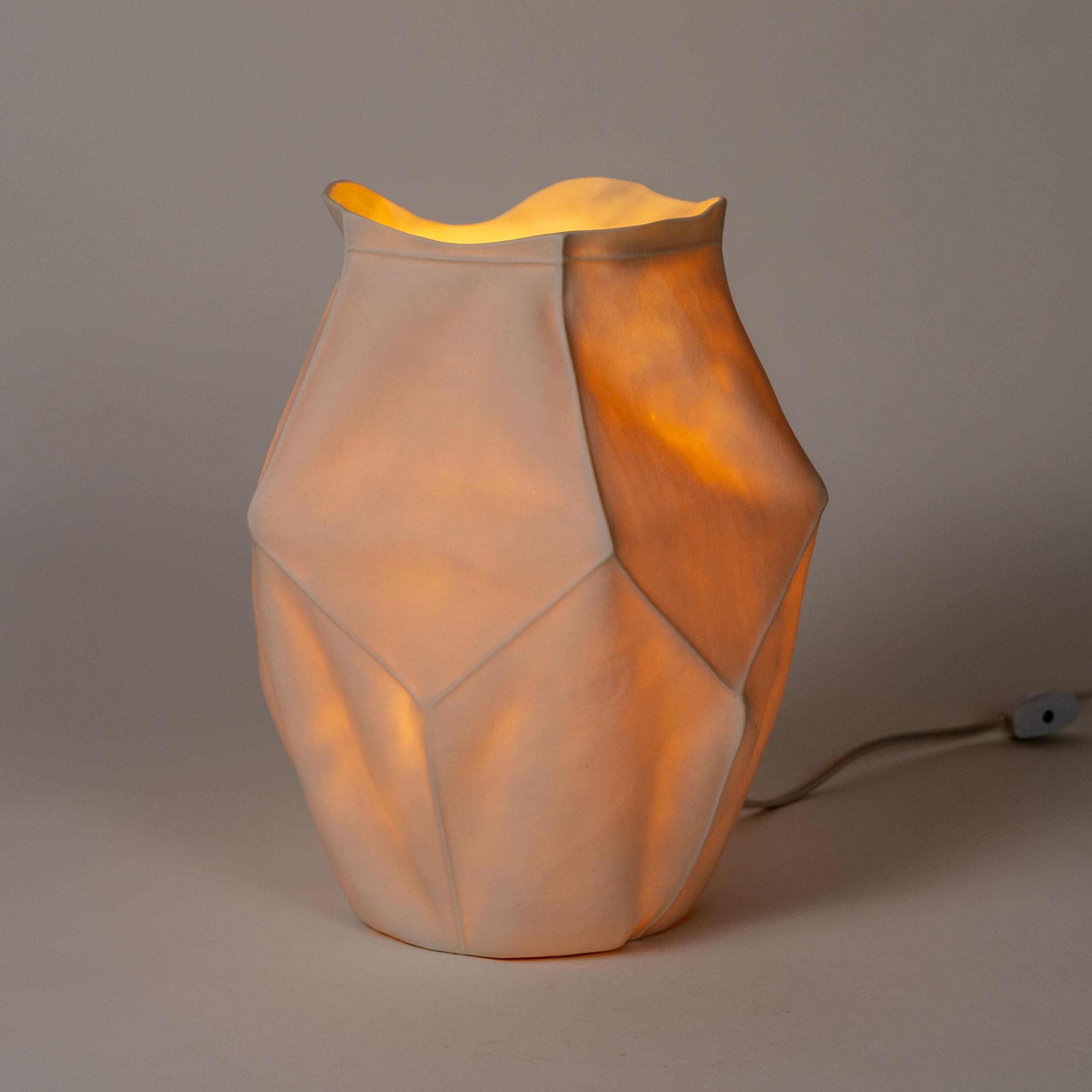 White Kawa Table Lamp by Luft Tanaka, Organic Modern, Porcelain, Table Light For Sale 1