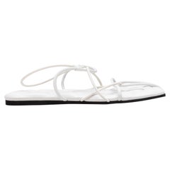 White Khaite Square-Toe Strappy Flat Sandals Size 37.5