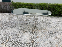 White Kidney Shaped Desk, Gesso, Antique Mirror Top