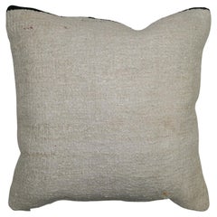 White Kilim Pillow with Black Stripe