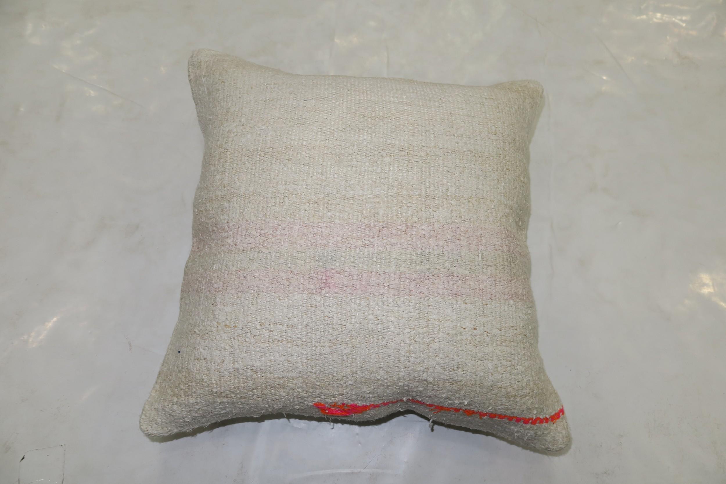 Futurist White Kilim Pillow with Bright Florescent Outline For Sale