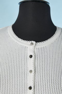 White knit cardigan with rhinestone buttons Chanel
