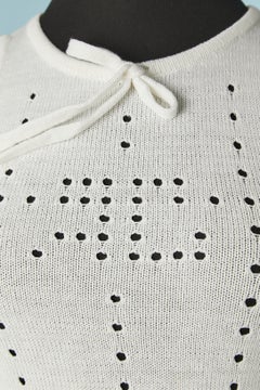 White knit jacquard sleeveless tank-top with bow Courrèges