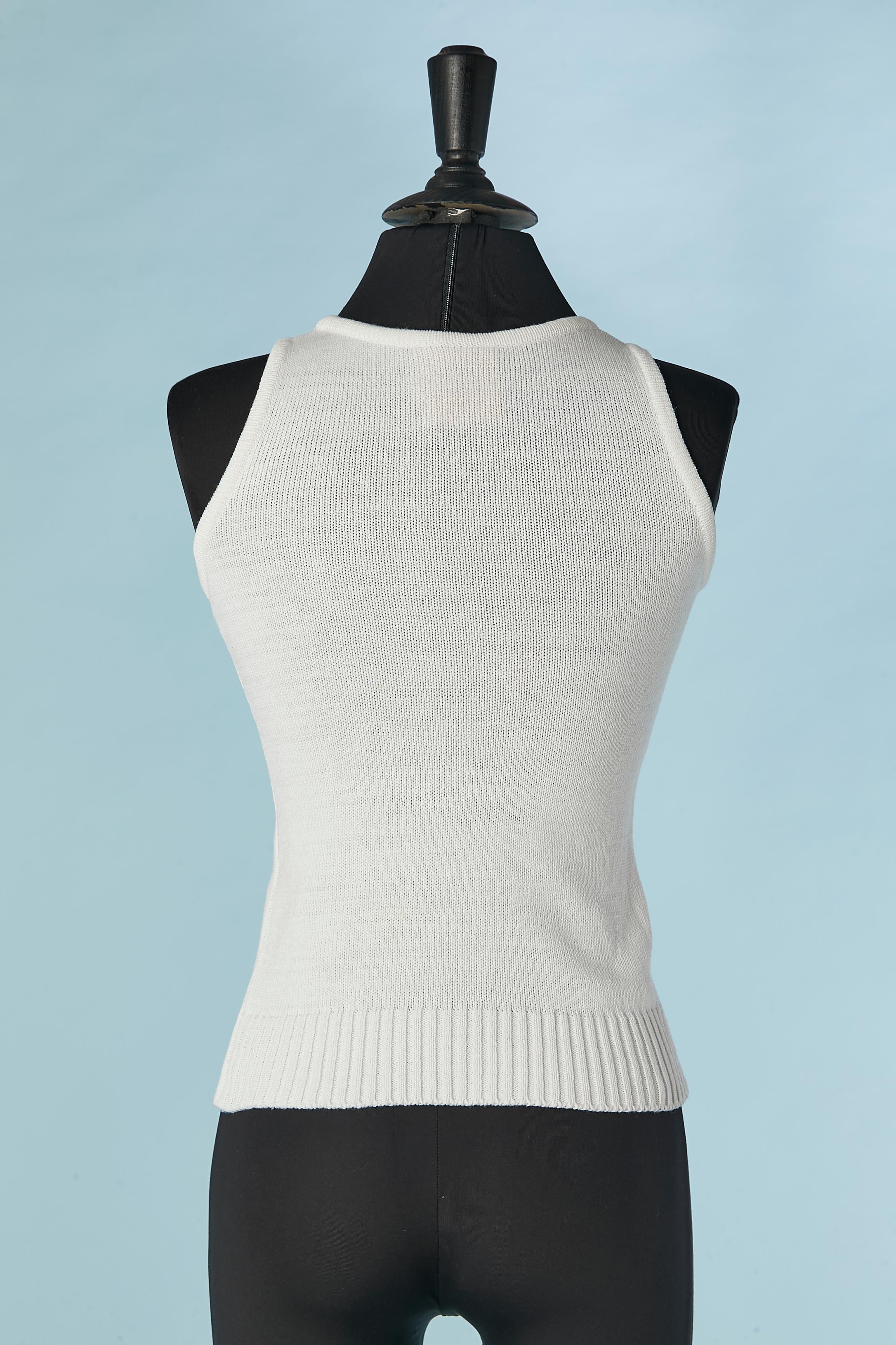 Women's White knit jacquard sleeveless tank-top with bow Courrèges  For Sale