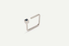 White Kub Ring in 14K White Gold and Sapphire by SAKRA