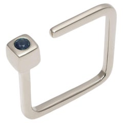 White Kub Ring in 14K White Gold and Sapphire by SAKRA