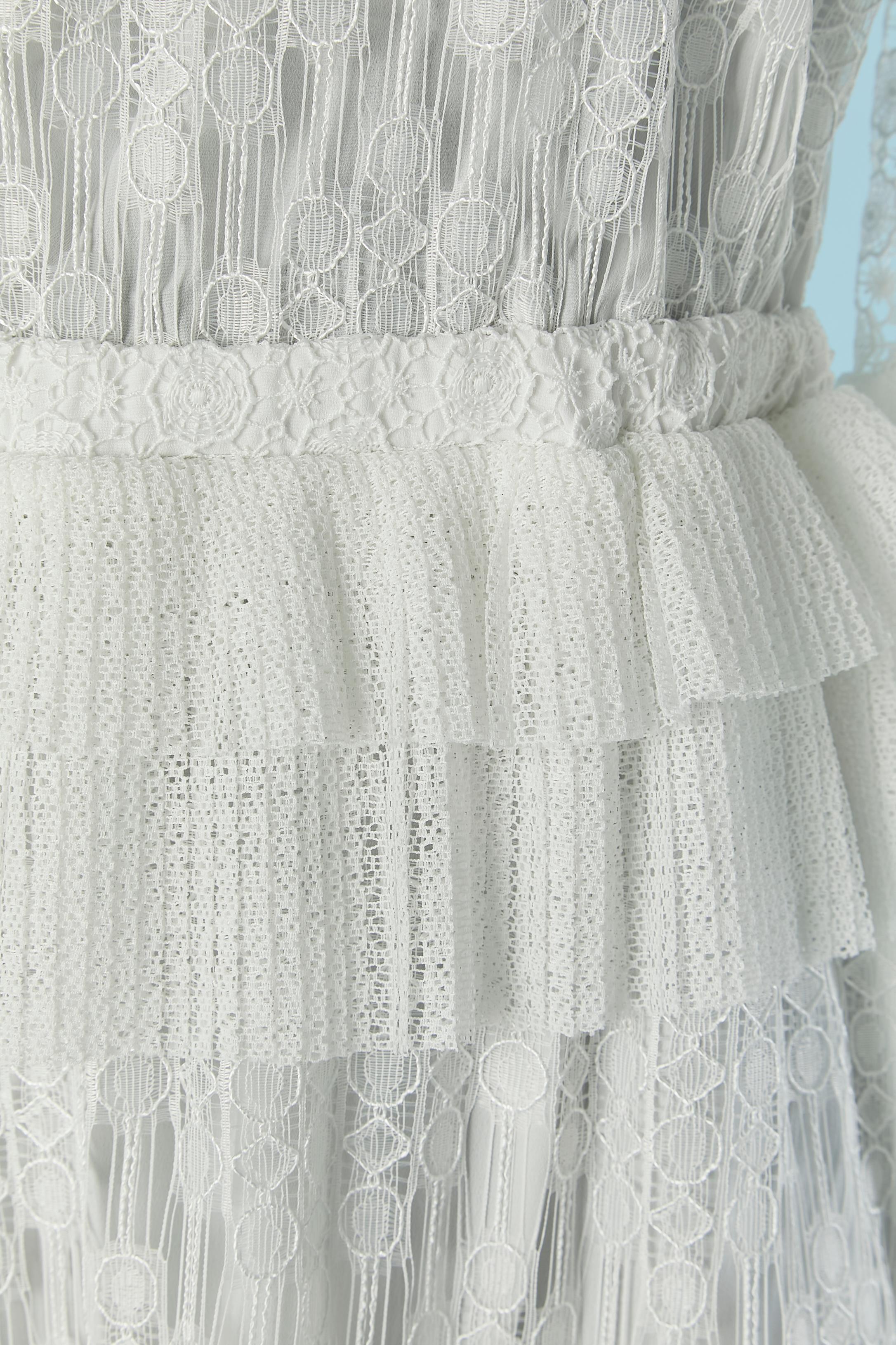 Grigio White lace wedding dress with pleated ruffles JUST CAVALLI NEW with tag in vendita