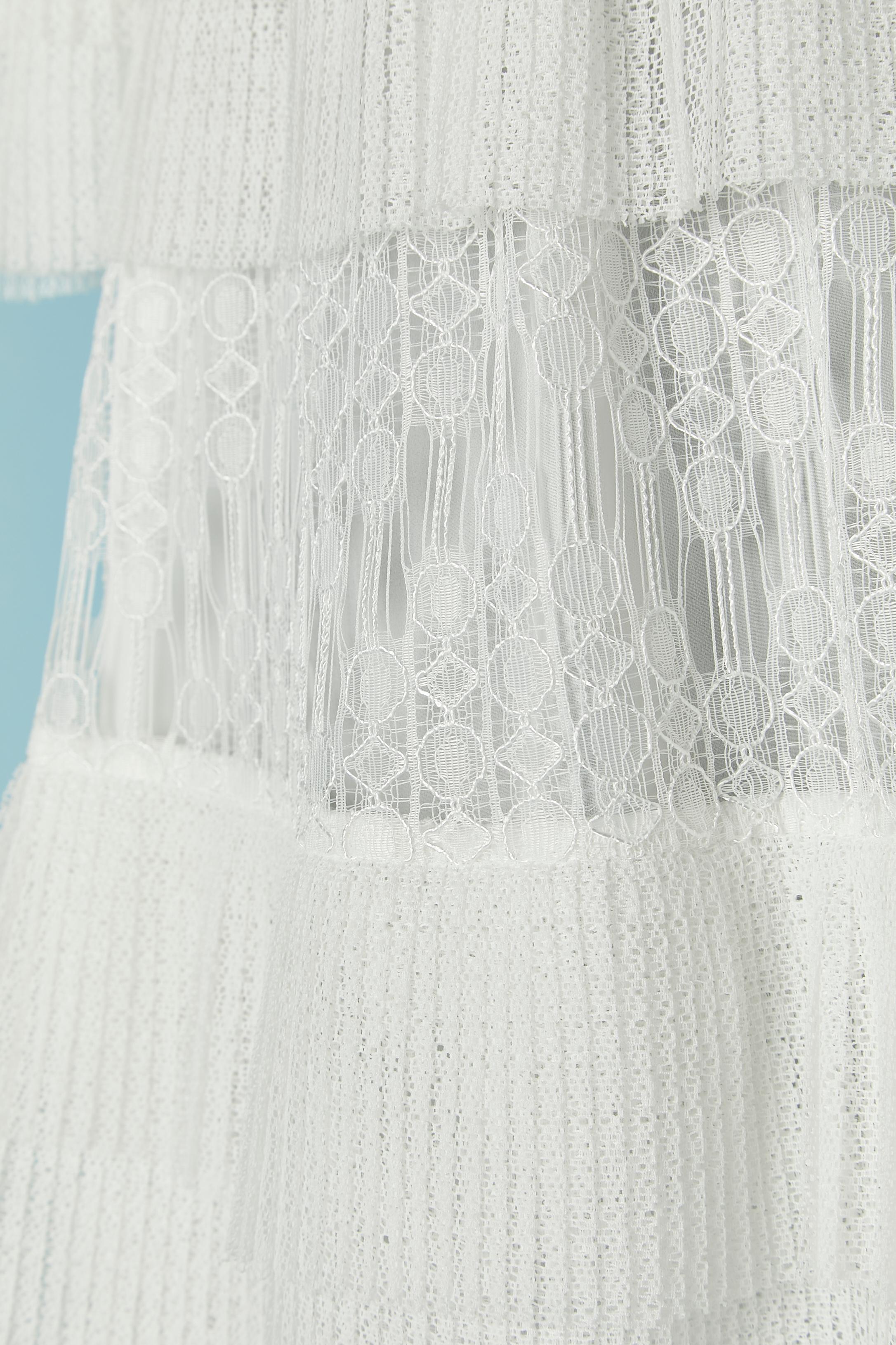 Donna White lace wedding dress with pleated ruffles JUST CAVALLI NEW with tag in vendita