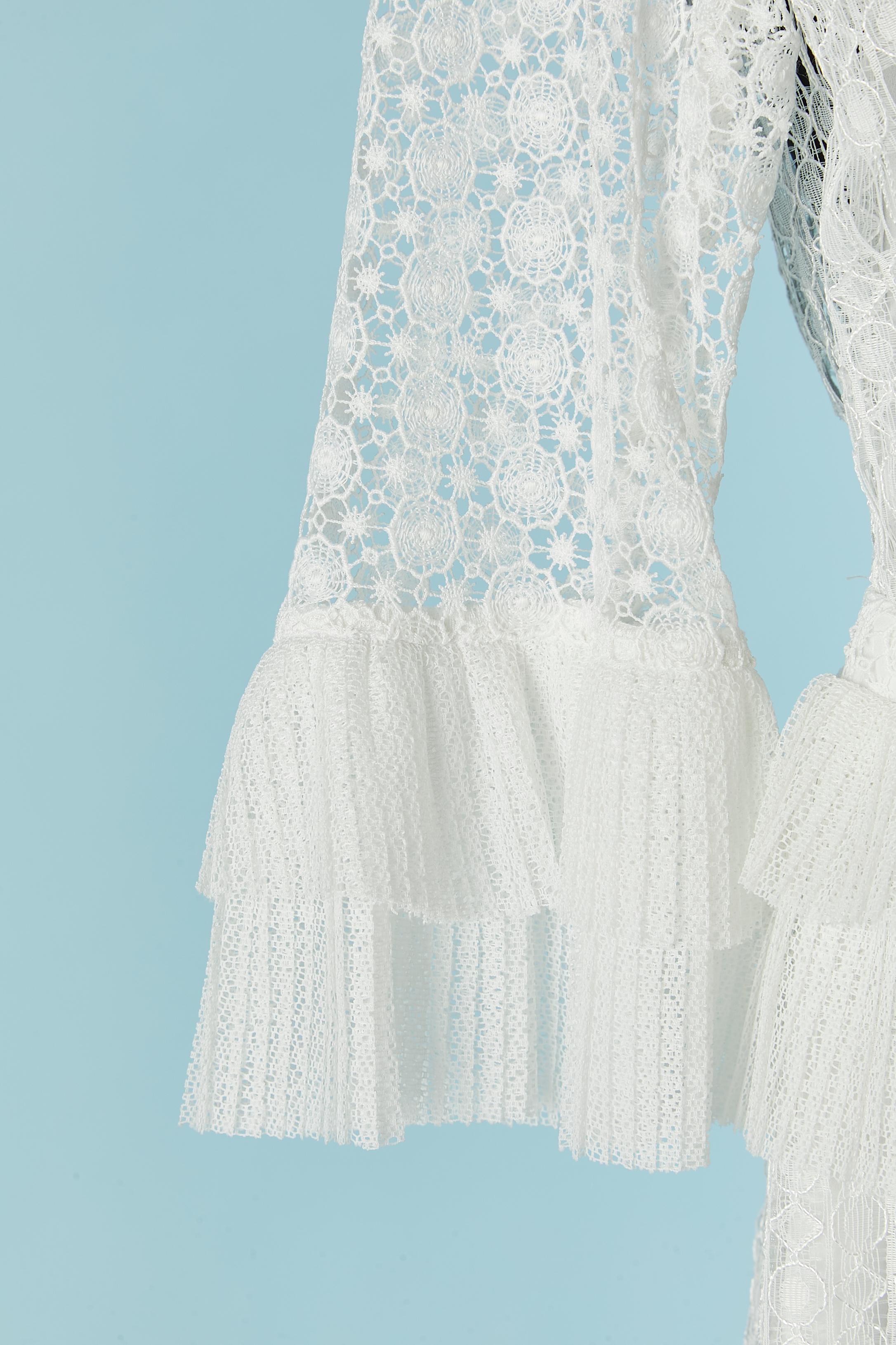 White lace wedding dress with pleated ruffles JUST CAVALLI NEW with tag in vendita 1