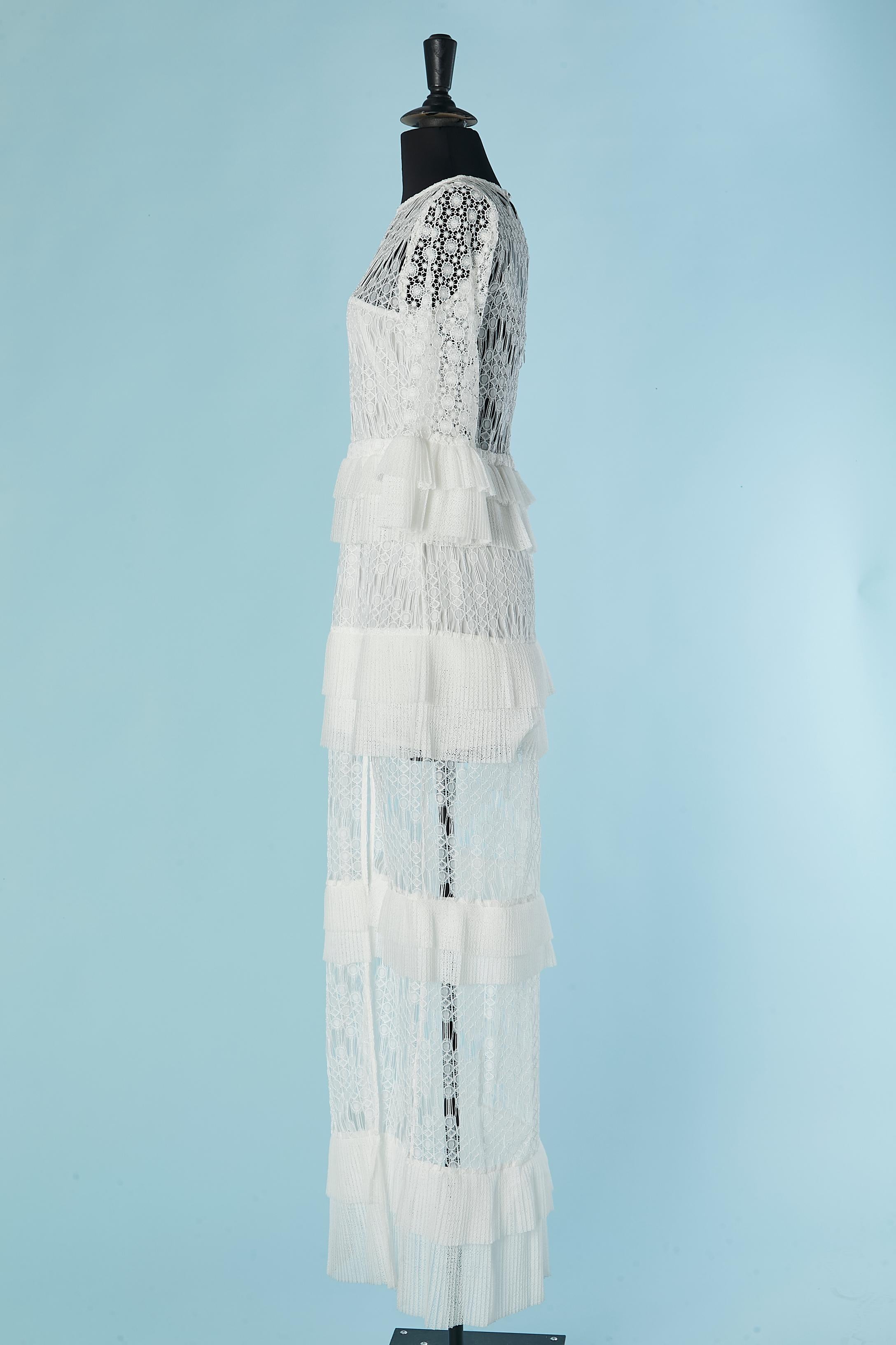 White lace wedding dress with pleated ruffles JUST CAVALLI NEW with tag in vendita 2