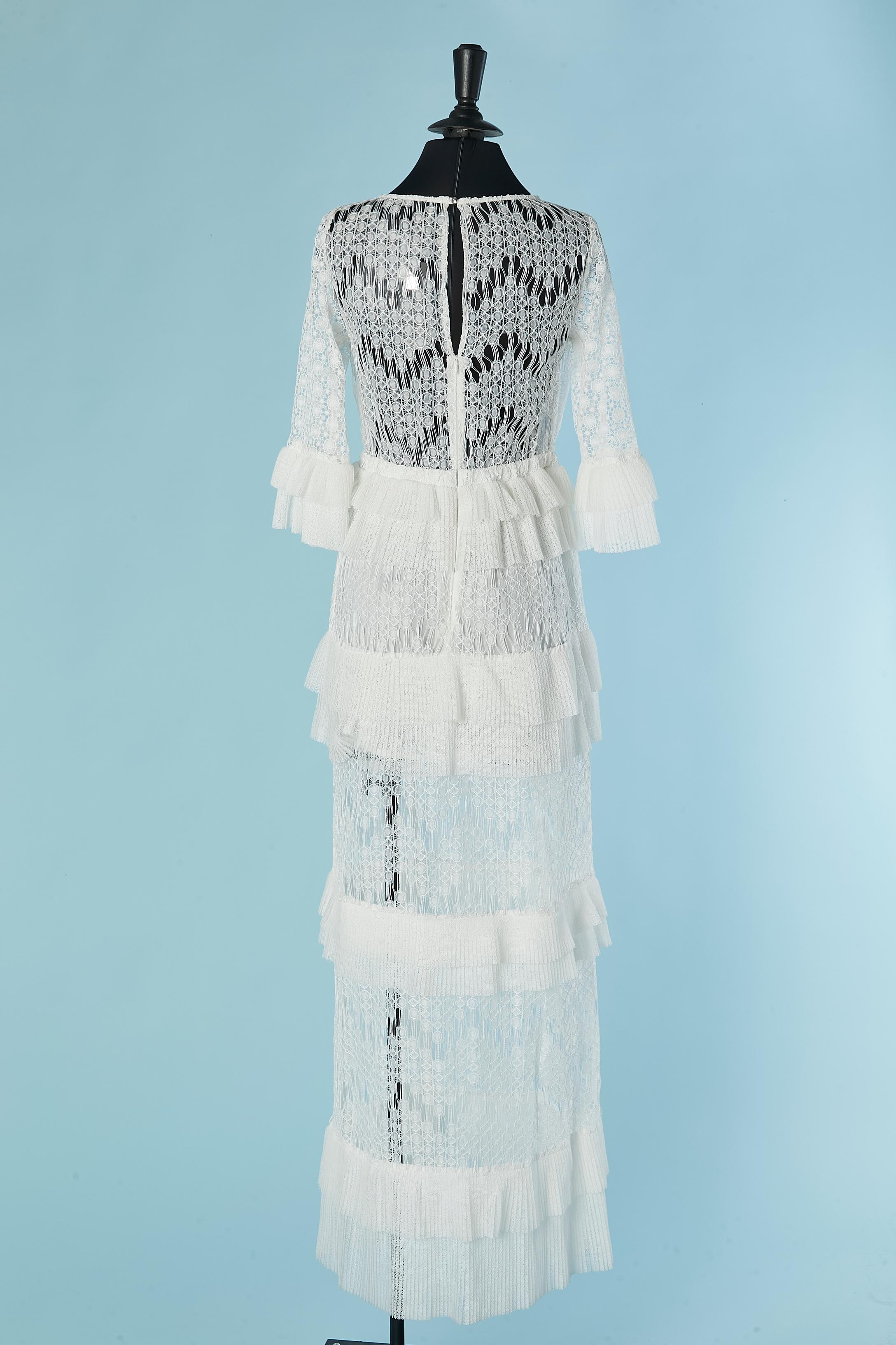 White lace wedding dress with pleated ruffles JUST CAVALLI NEW with tag in vendita 3