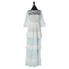 White lace wedding dress with pleated ruffles JUST CAVALLI NEW with tag