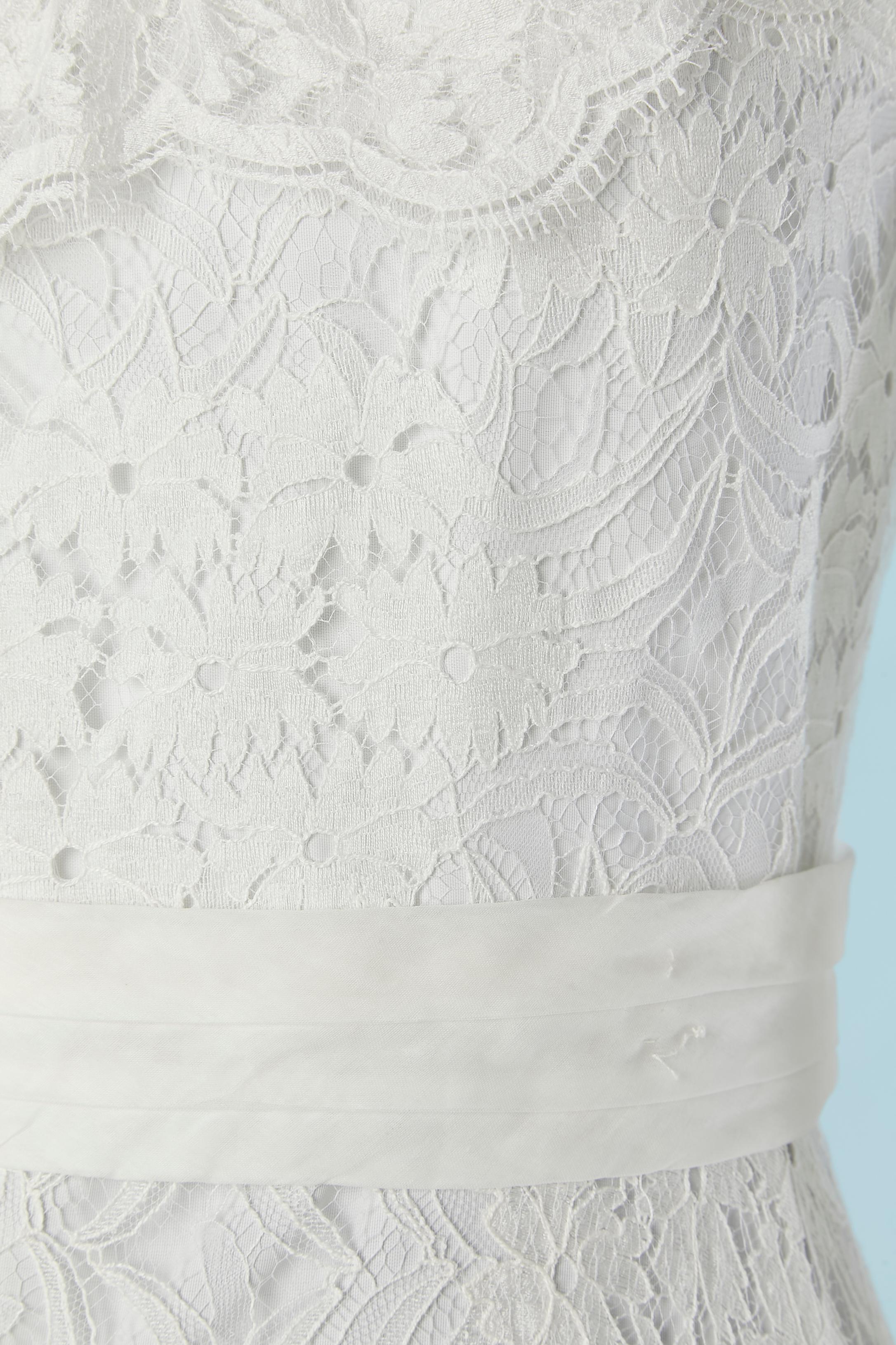 Vestido de novia de encaje blanco con volantes Les mariées de Jacques Heim Gris en venta