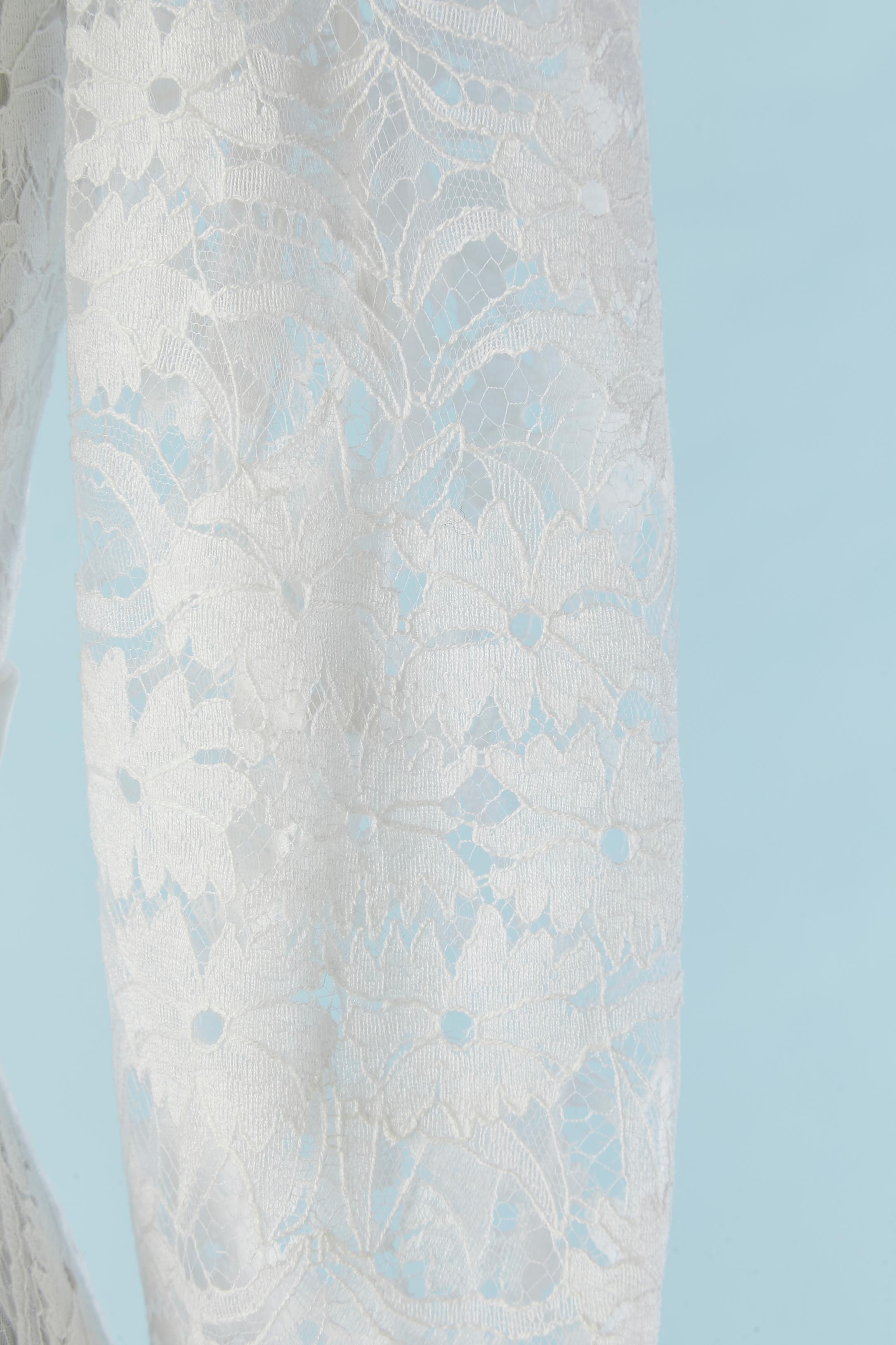 De las mujeres Vestido de novia de encaje blanco con volantes Les mariées de Jacques Heim en venta