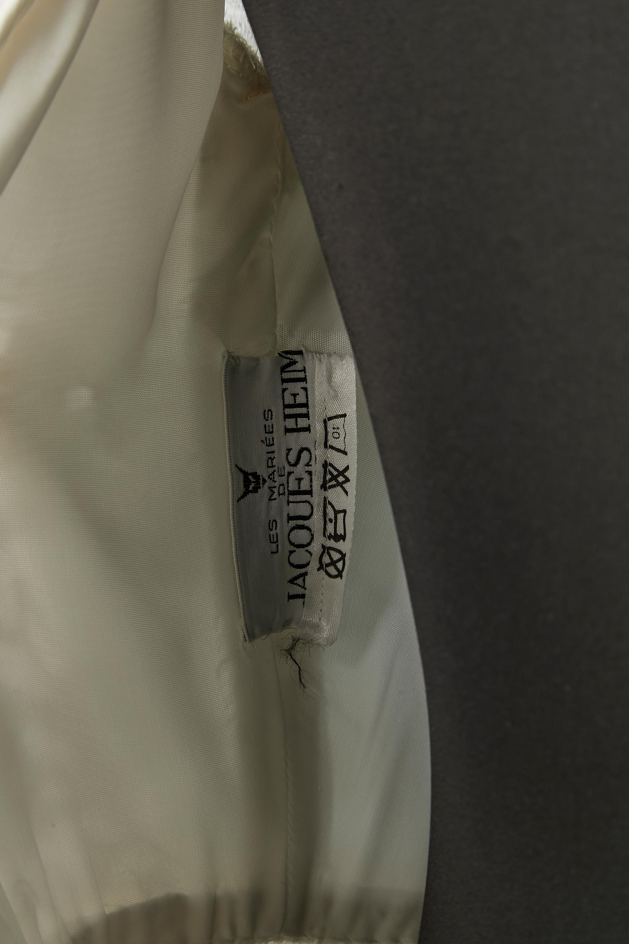 Vestido de novia de encaje blanco con volantes Les mariées de Jacques Heim en venta 4