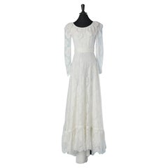 Vintage White lace wedding dress with ruffles Les mariées de Jacques Heim 