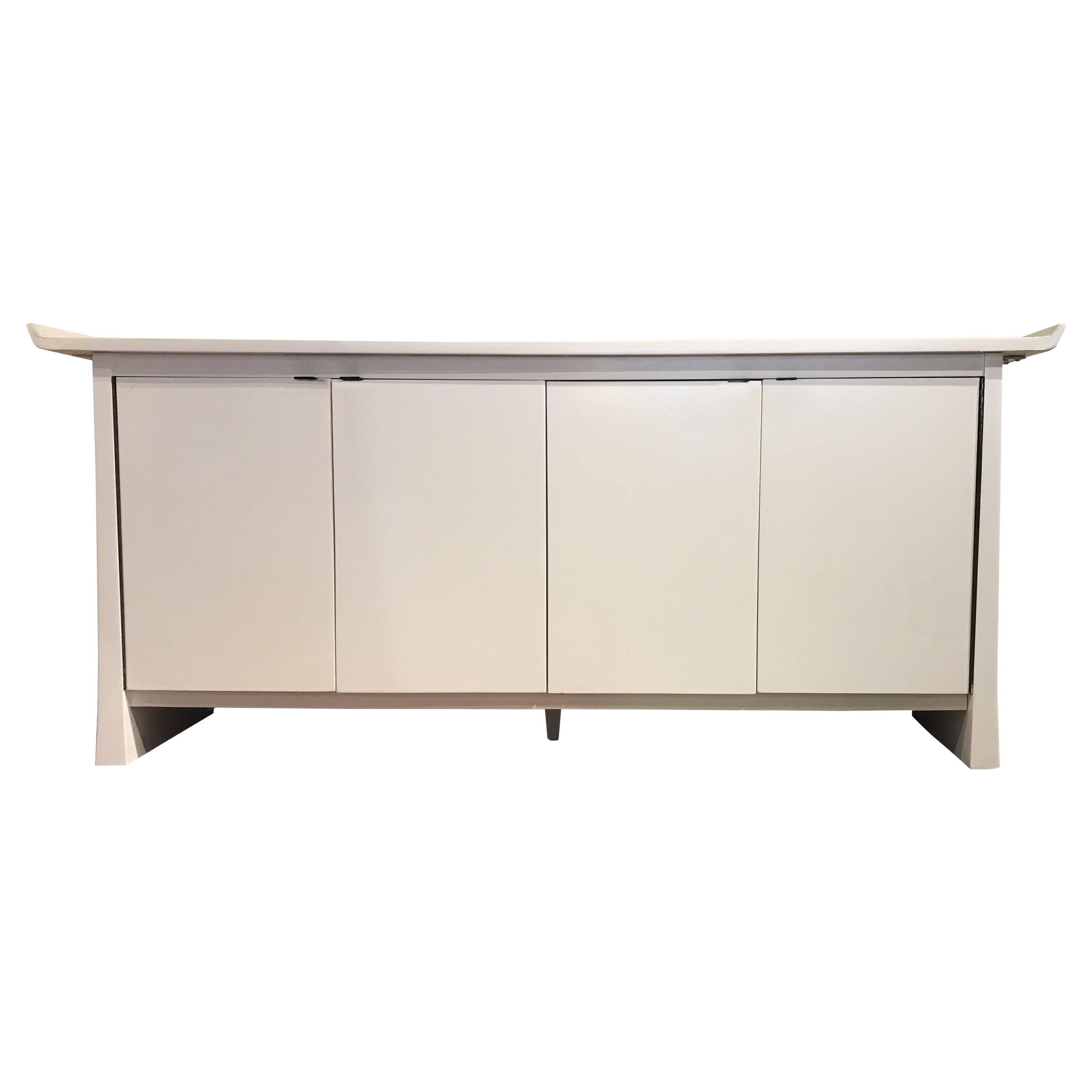 White Lacquer 1960s Credenza by Bernhard