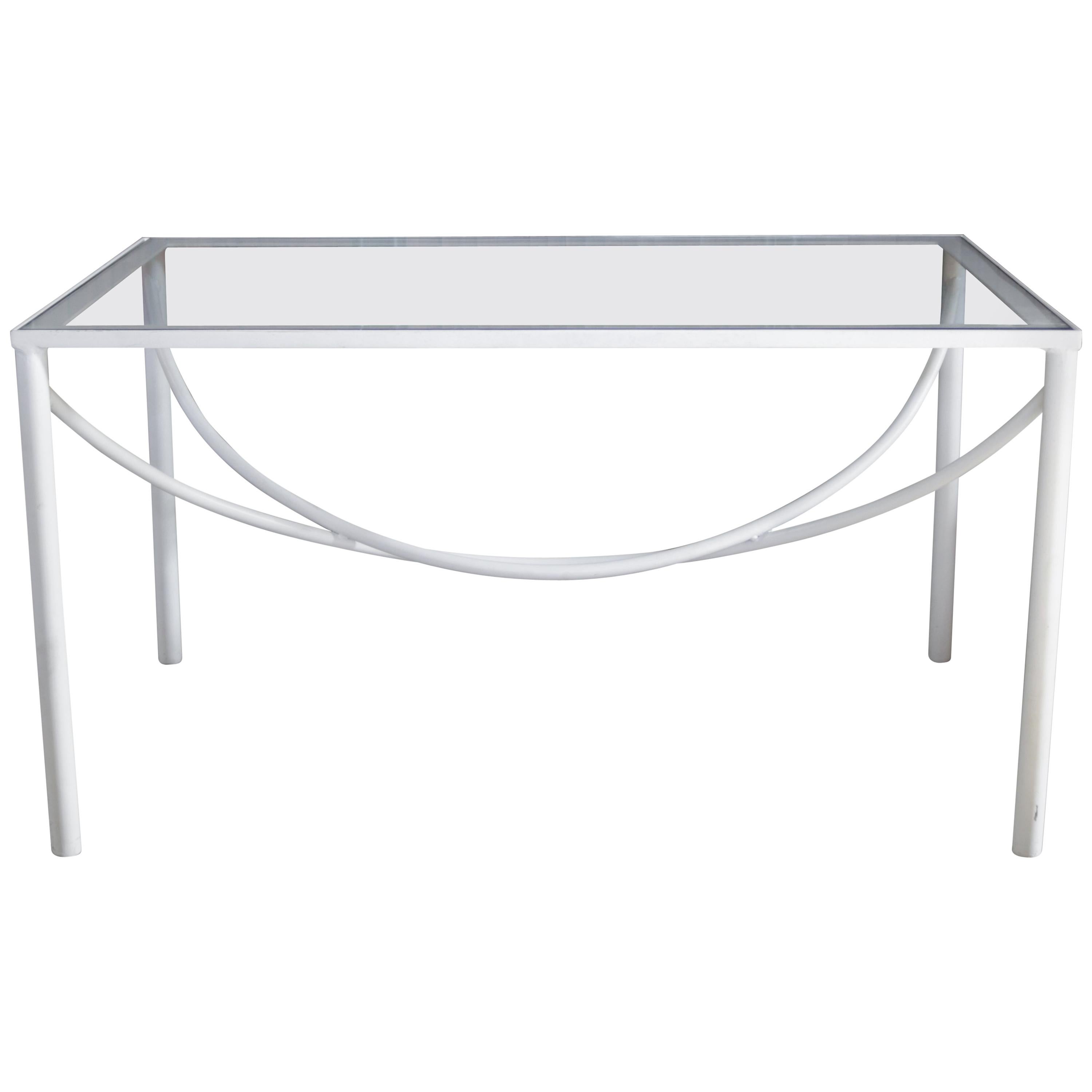 White Lacquer and Bent Steel Coffee Table
