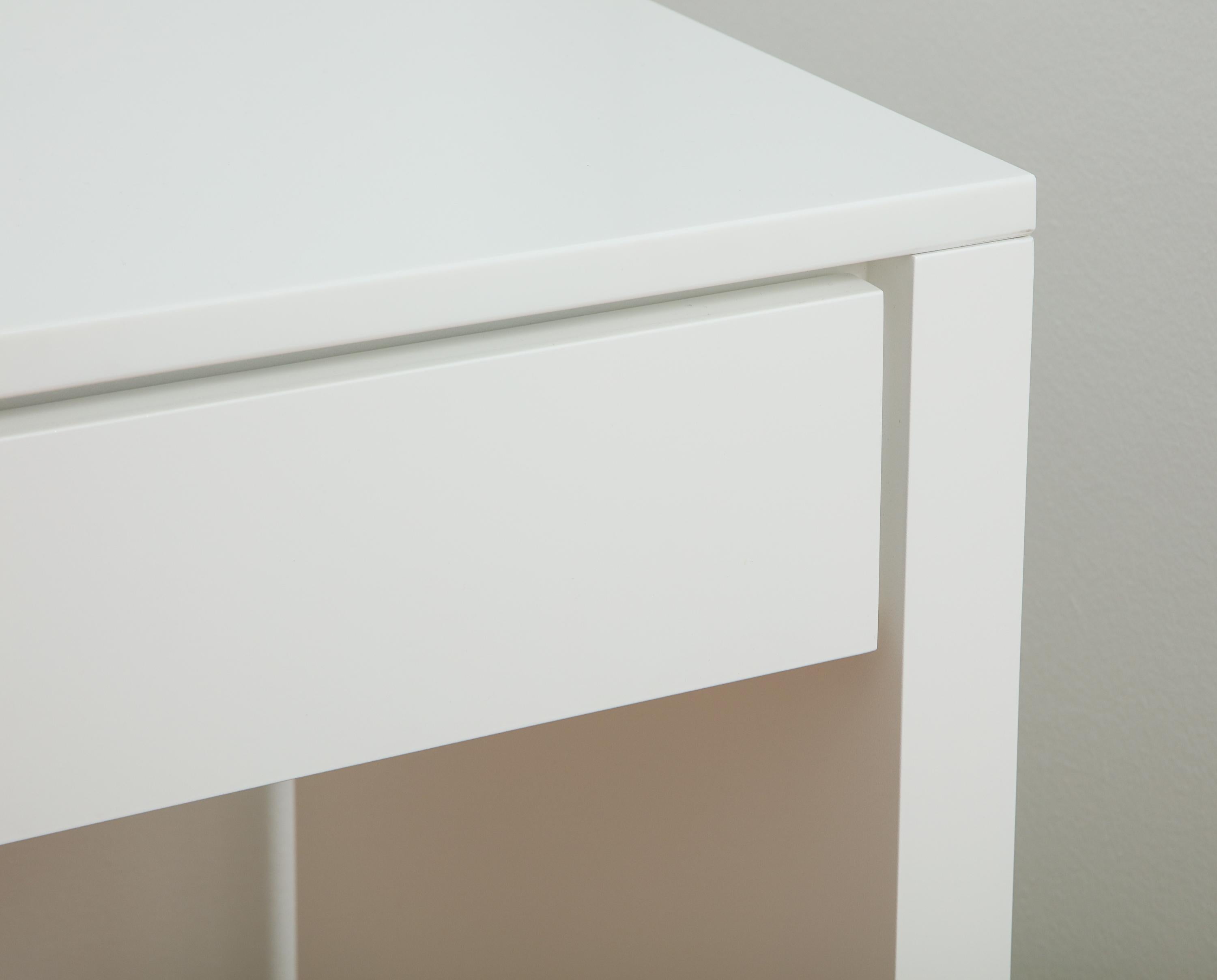 Contemporary White Lacquer and Nickel Vanity Table