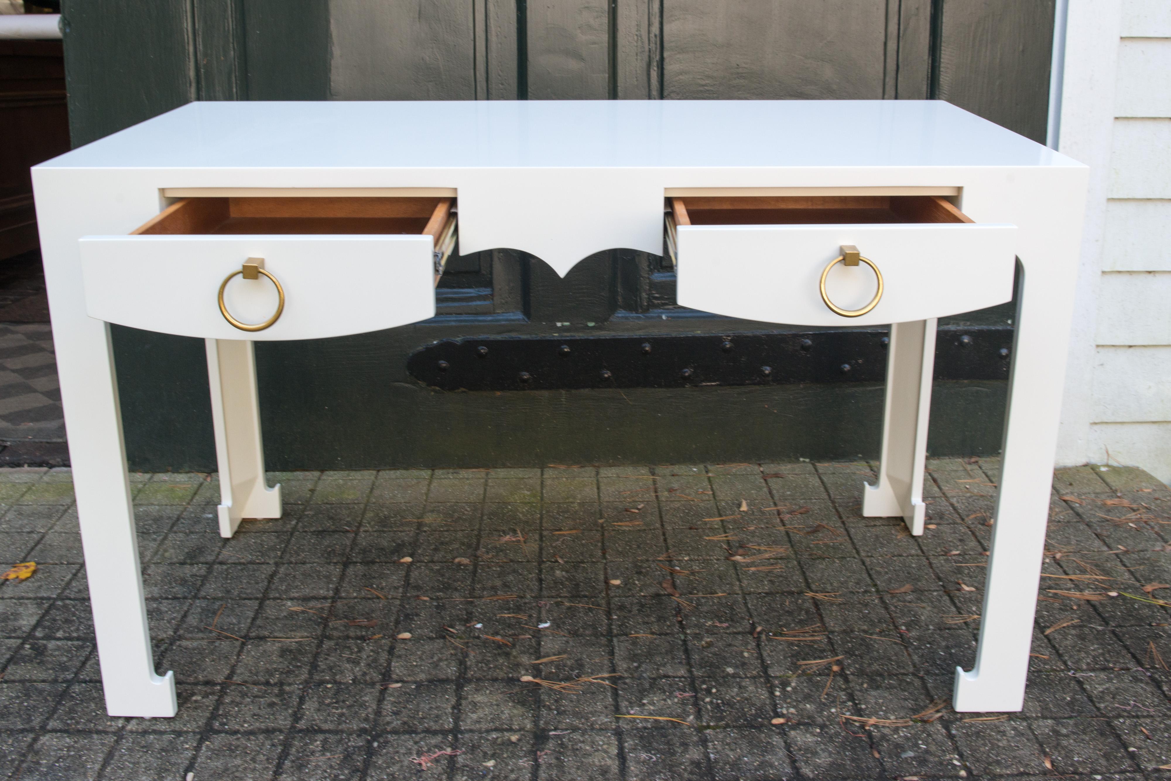 white lacquer console table