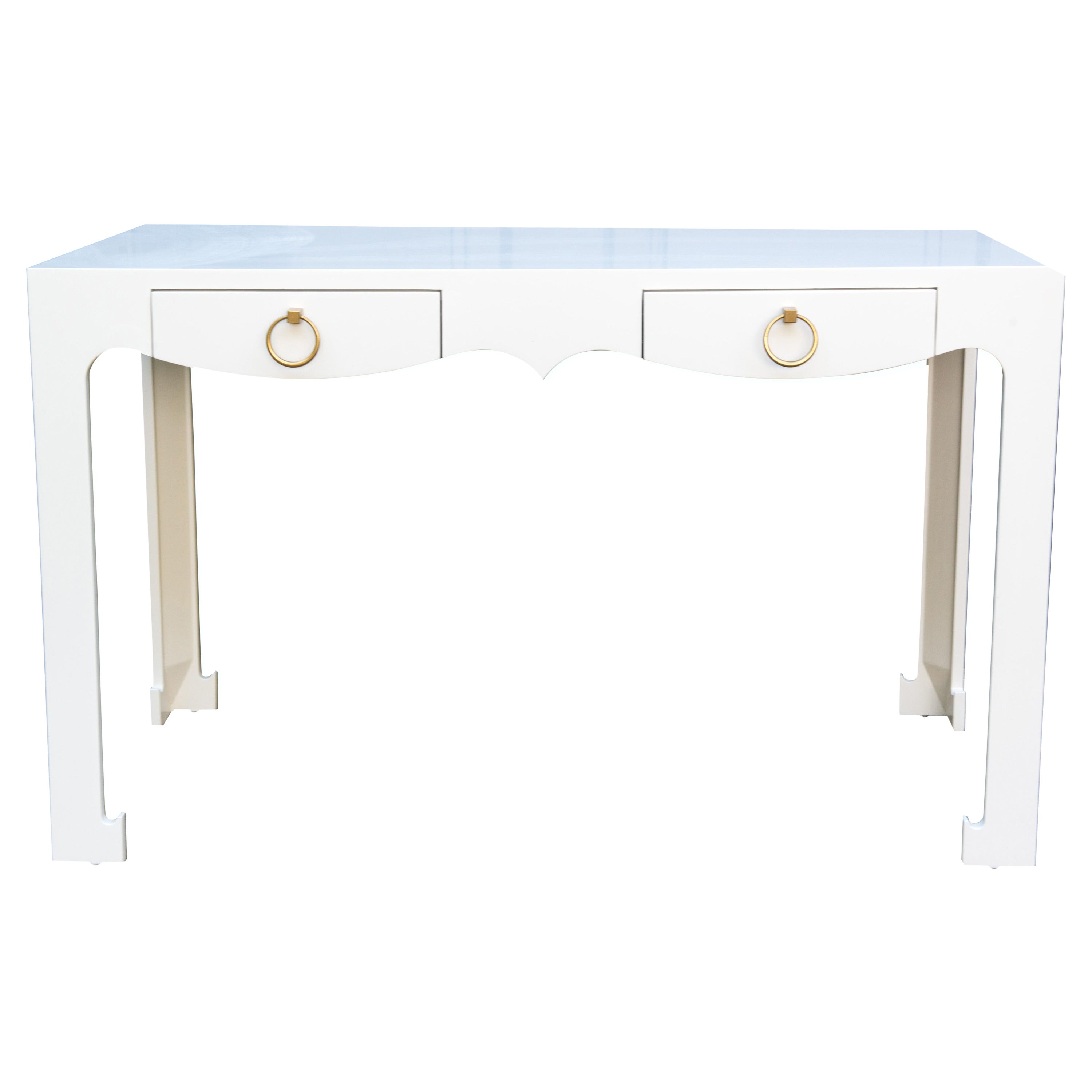 Console o scrivania in lacca bianca