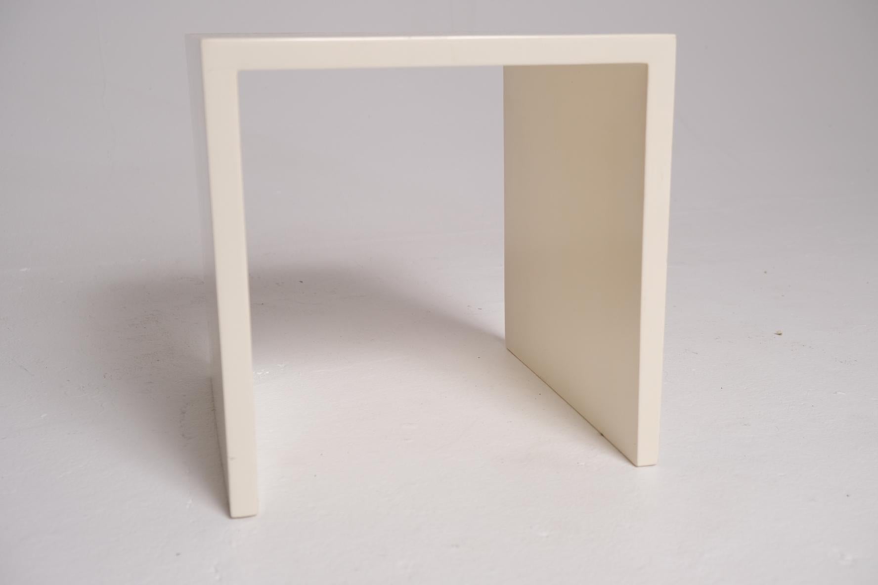 White Lacquer Cube Side Table For Sale 3