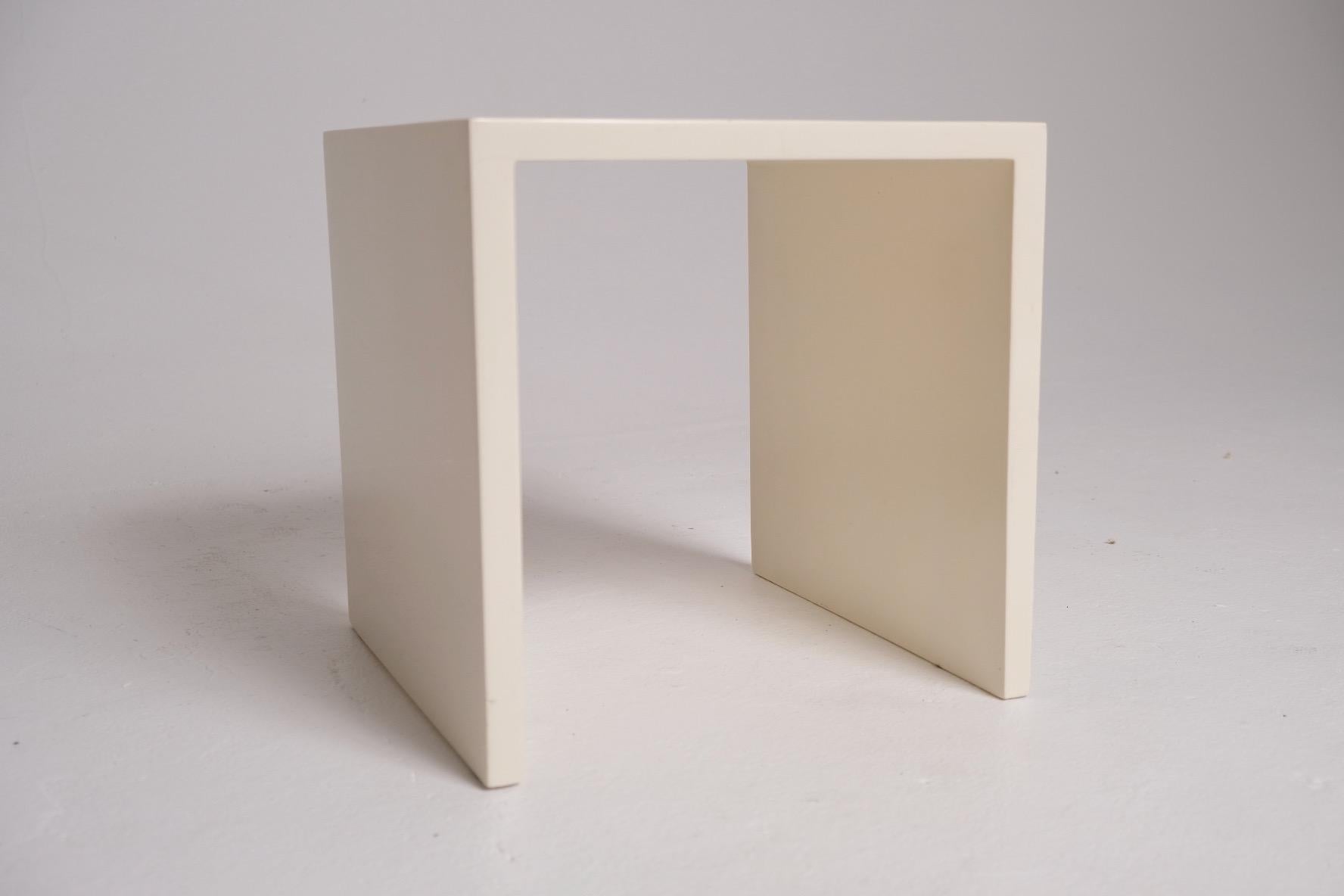 White Lacquer Cube Side Table For Sale 4