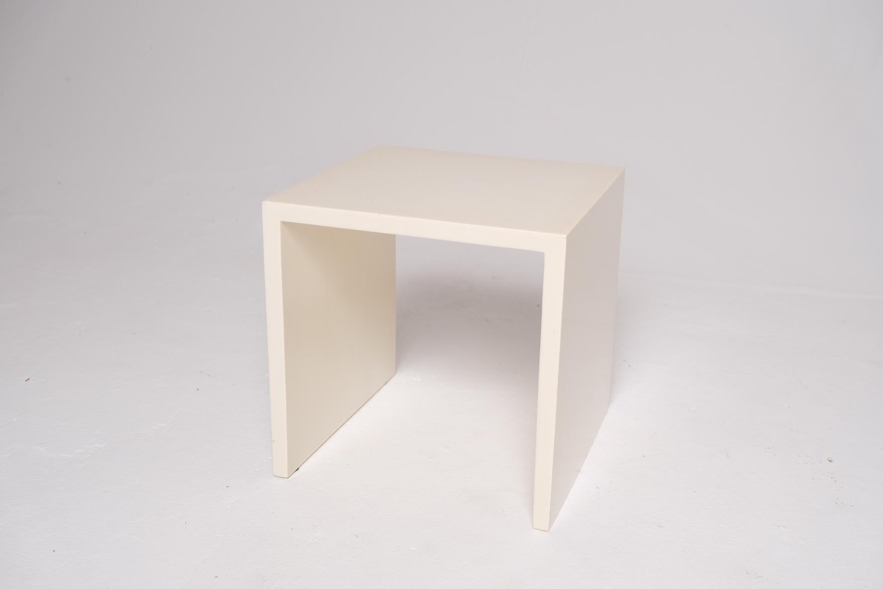 White Lacquer Cube Side Table For Sale 5