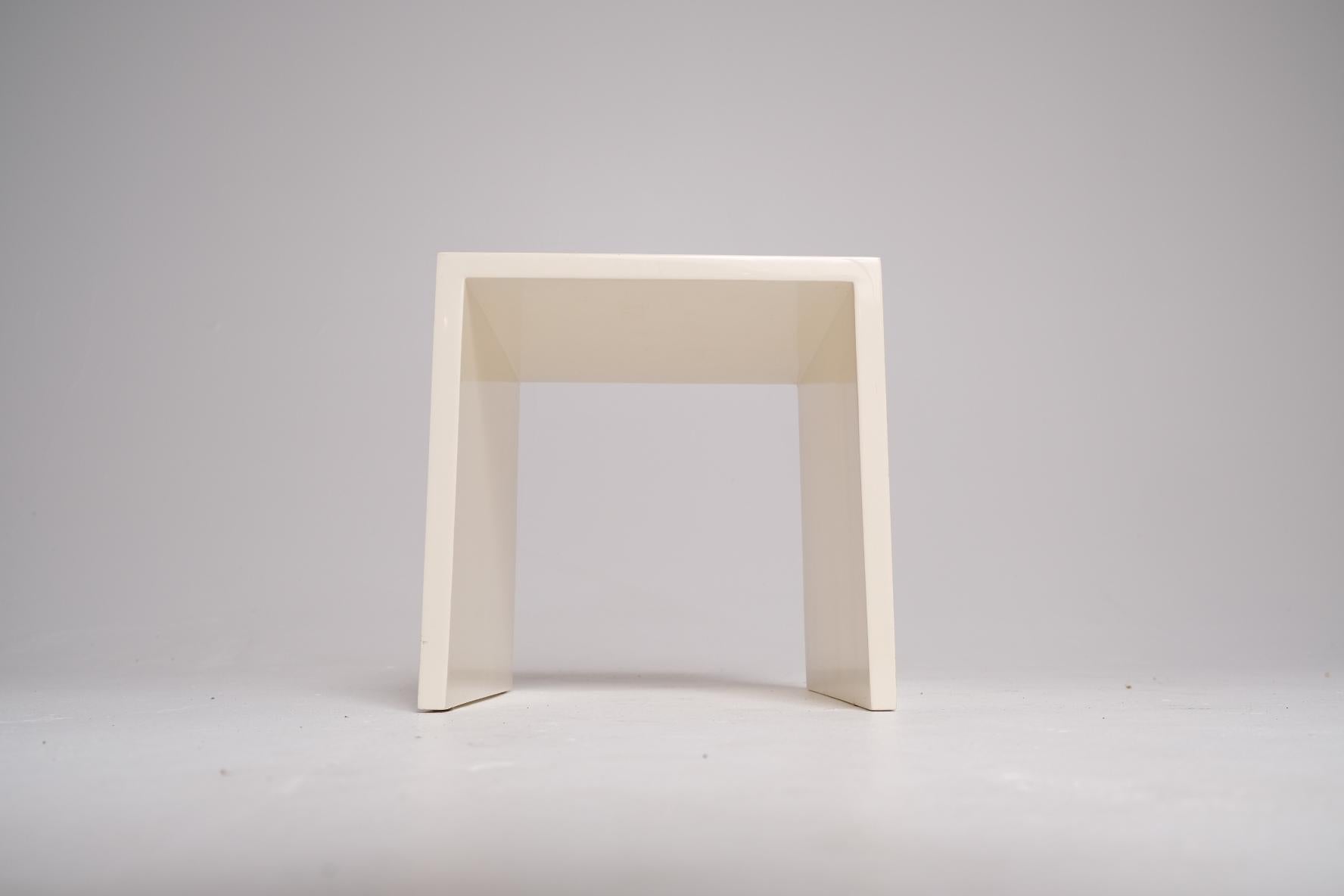 White Lacquer Cube Side Table For Sale 6