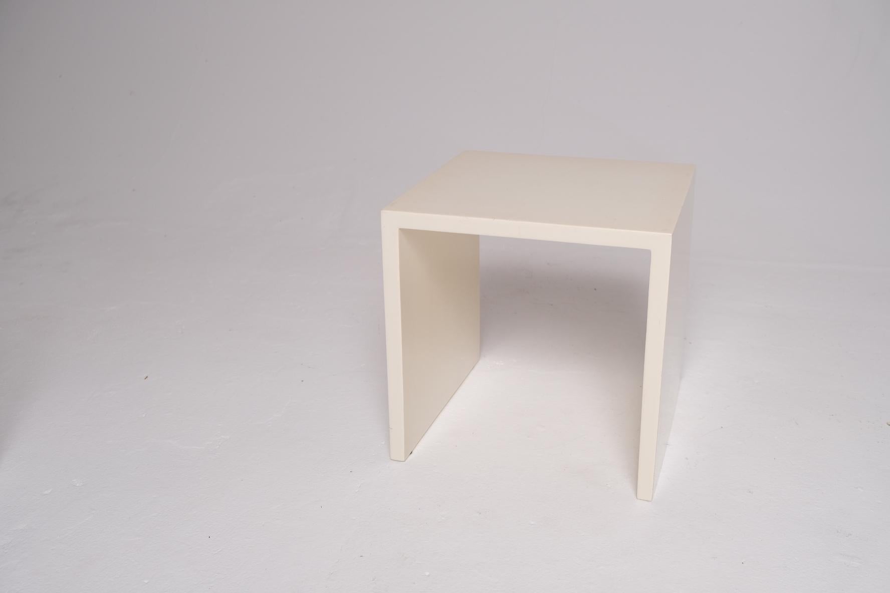 American White Lacquer Cube Side Table For Sale