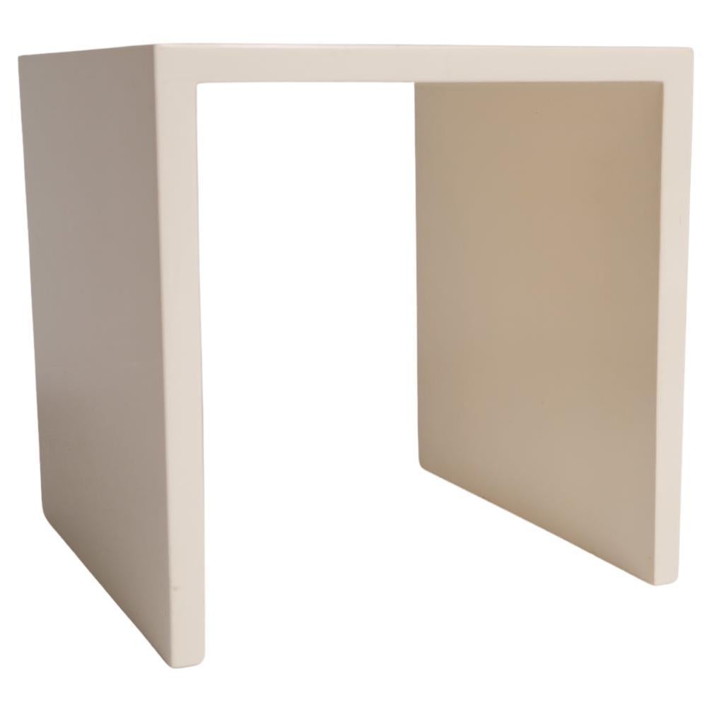 White Lacquer Cube Side Table For Sale