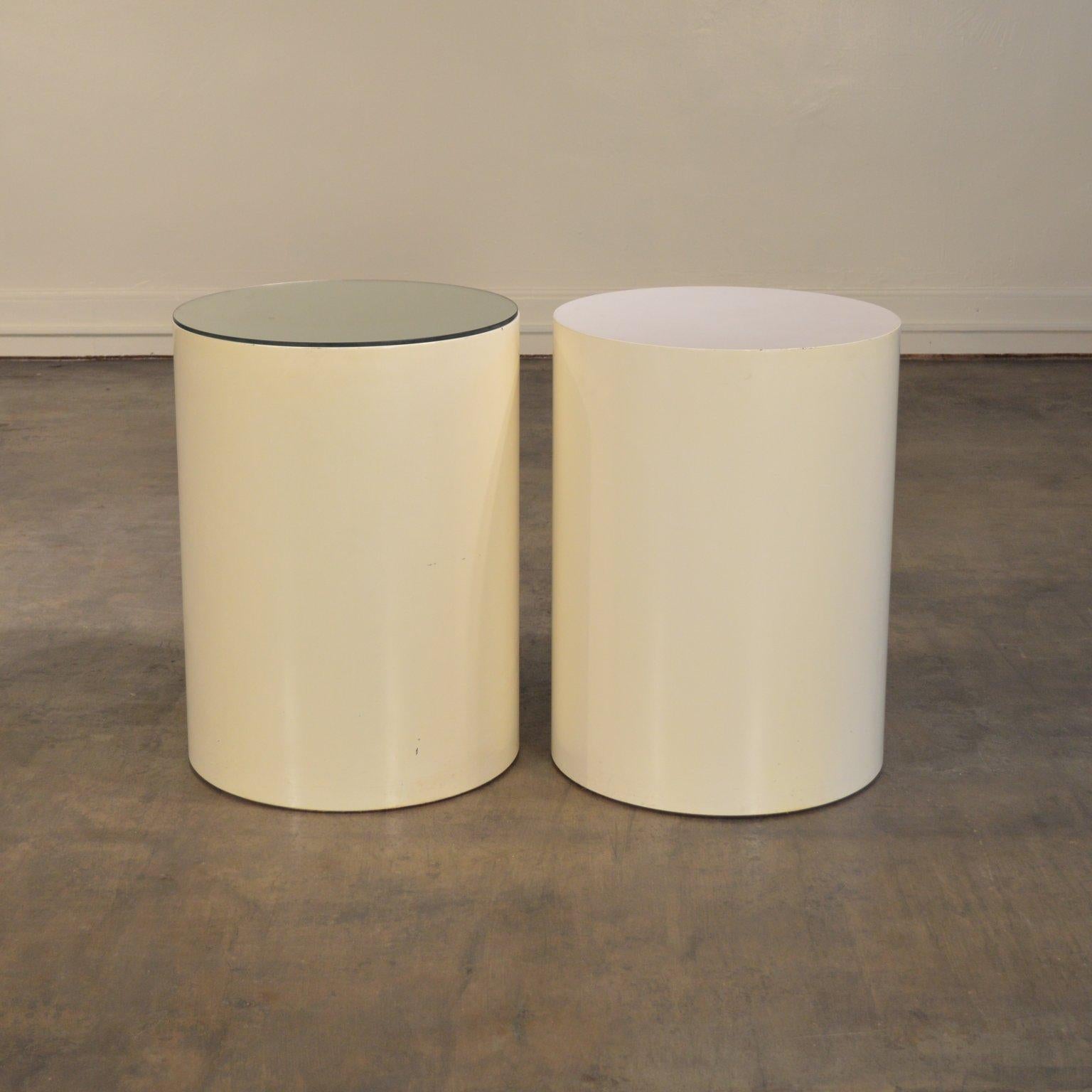Minimalist  Paul Mayen Tall White Drum Tables for Intrex Habitat
