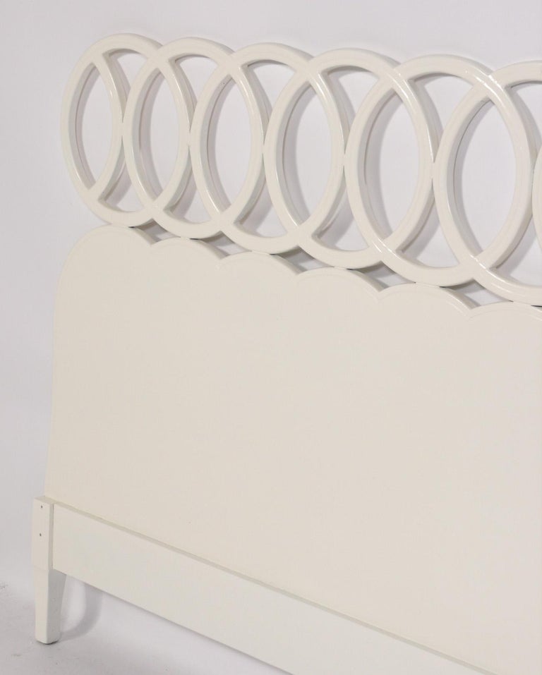 White Lacquer Loop King Headboard in the Manner of Frances Elkins For Sale at 1stDibs