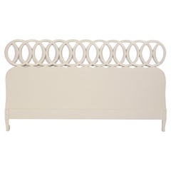 Vintage White Lacquer Loop King Headboard in the Manner of Frances Elkins