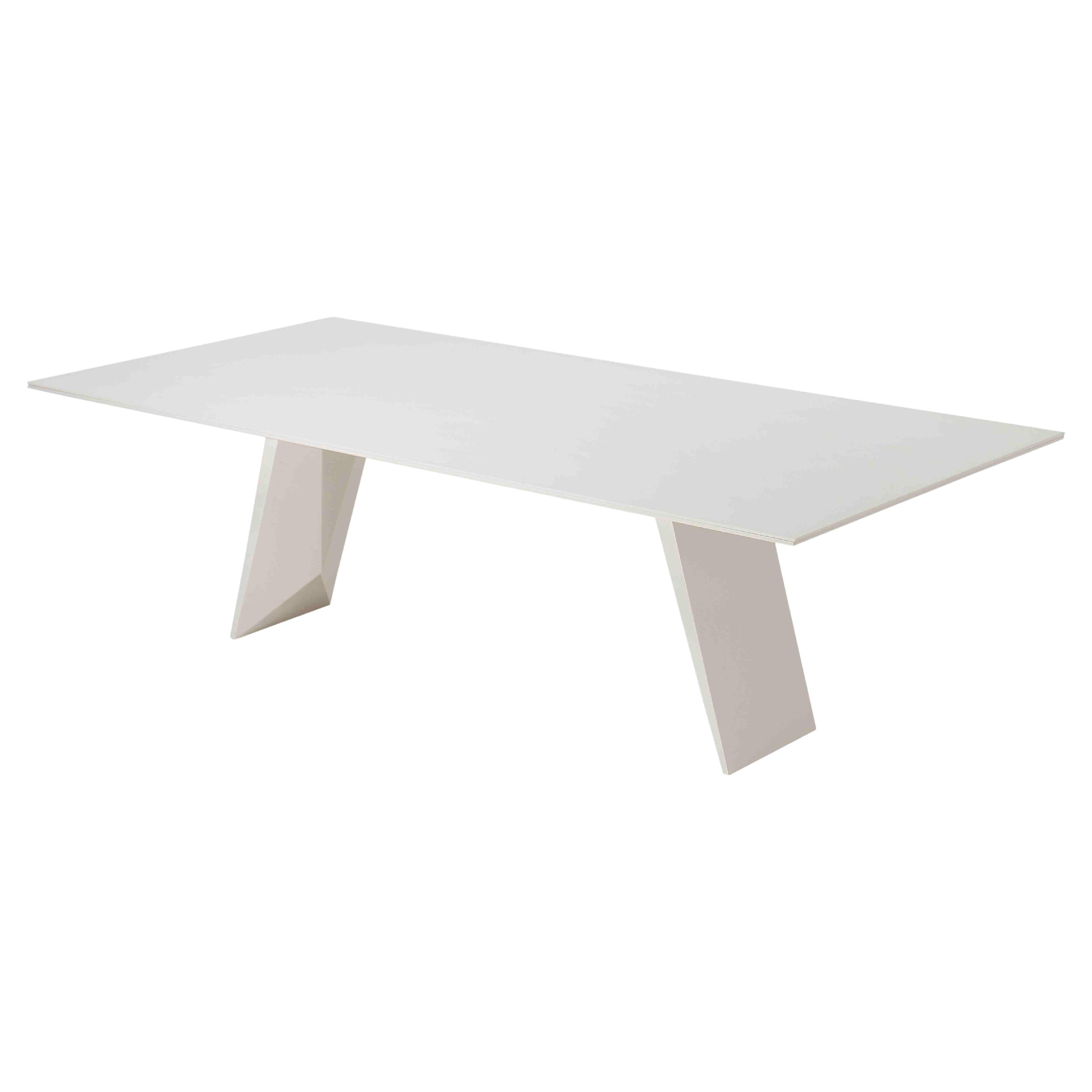 White Lacquer Atrium Rectangular Dining Table For Sale