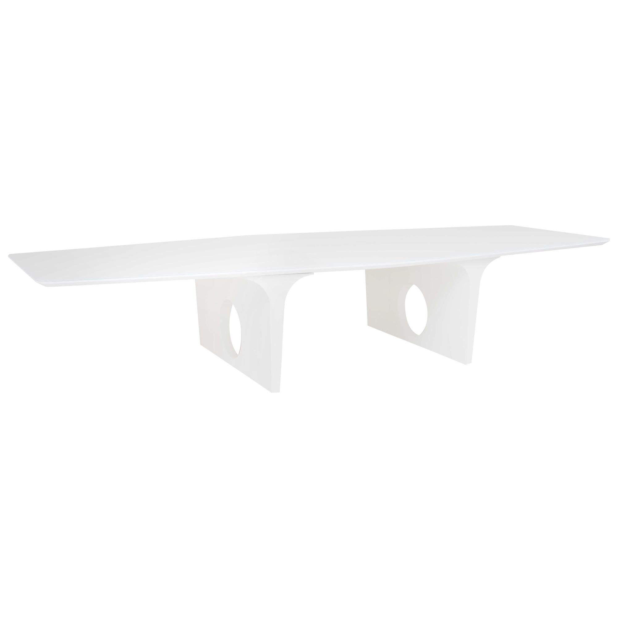 White Lacquer Rectangular Dining Table Dalton For Sale