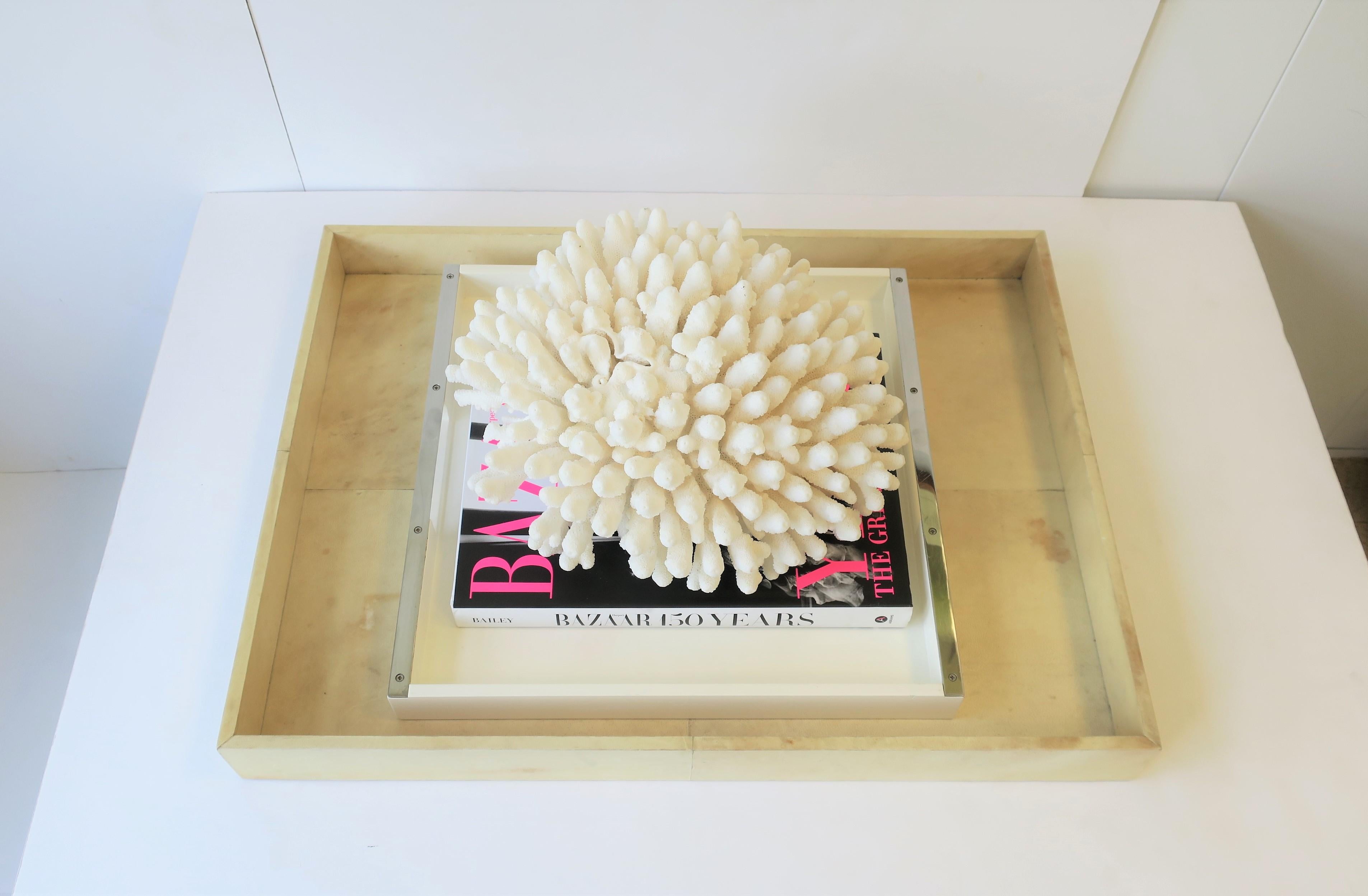 White Lacquer and Chrome Serving Tray 6