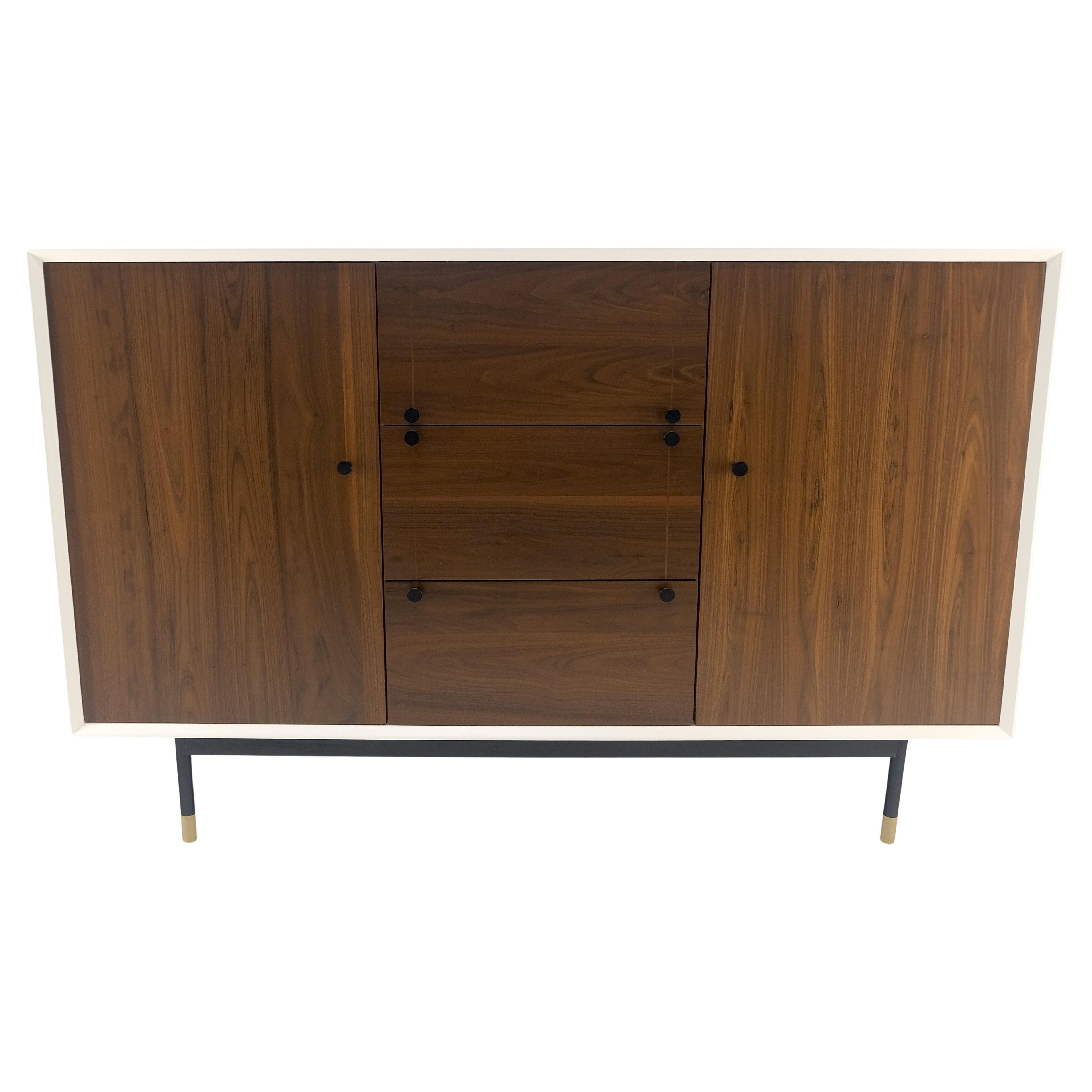 Mid-Century moderno Cassettone Credenza a due ante e 3 cassetti, alto 39
