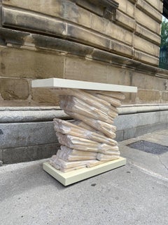 White Lacquered and Carved Wood Console Table in the Manner of Serge Roche