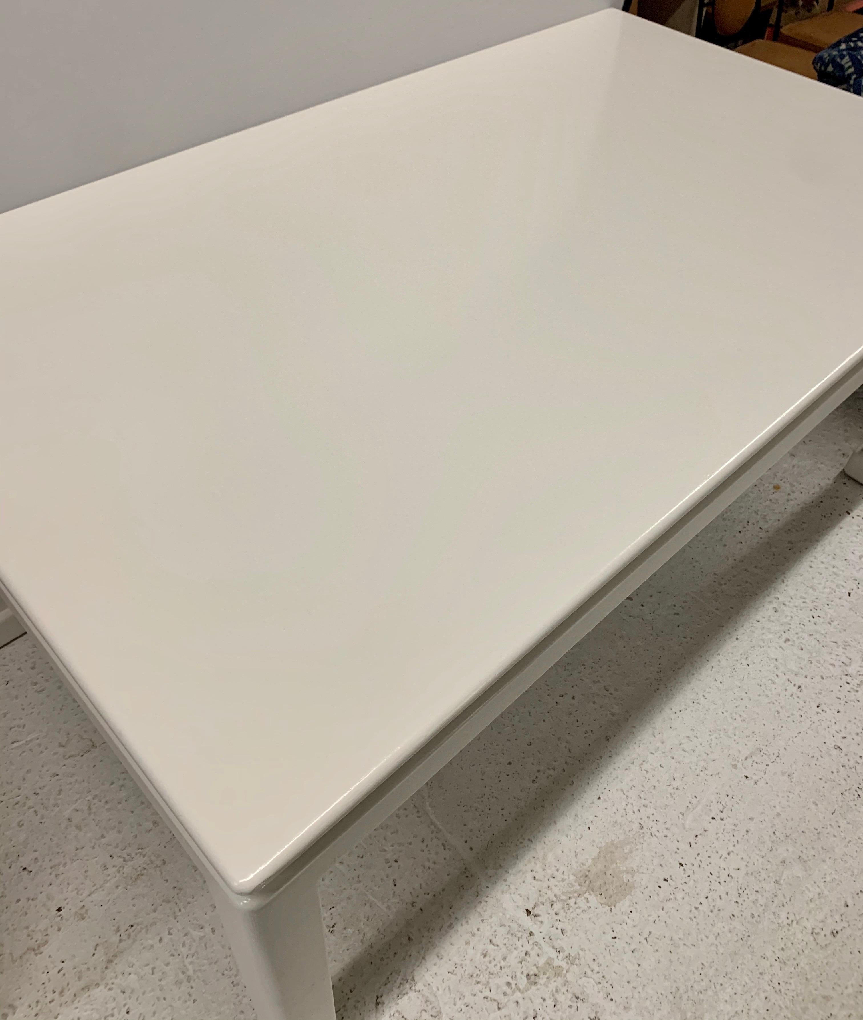 American White Lacquered and Linen Wrapped Ming Style Asian Dining Table